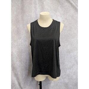 Avia Womens Activewear Tank Top Charcoal Gray Mesh Back Muscle Tee Large 12-14